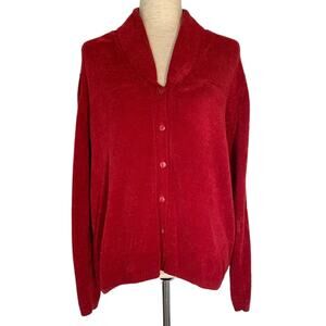 VINTAGE STUDIO WORKS Shawl Button Down Cardigan Sweater Red Size Medium Soft